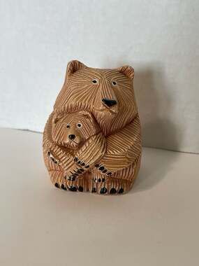 Artesania Rinconada Brown Bear With Cub Ceramic Figurine #55